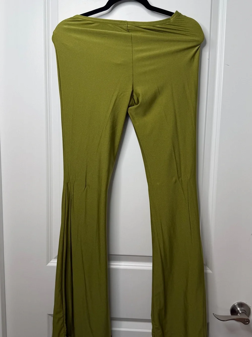 Fashion Nova Olive Green Tie-Front High Waist Flare Pants - Picture 4 of 5